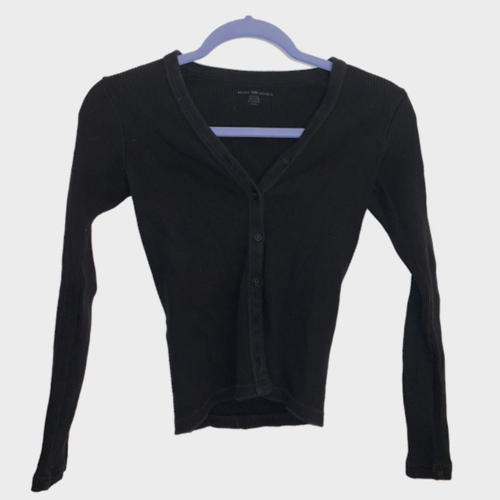 Brandy Melville Black Long Sleeve Button Down
